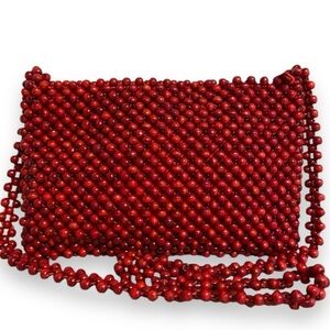 Vintage Magid Mini Bag Wood Bead Red
